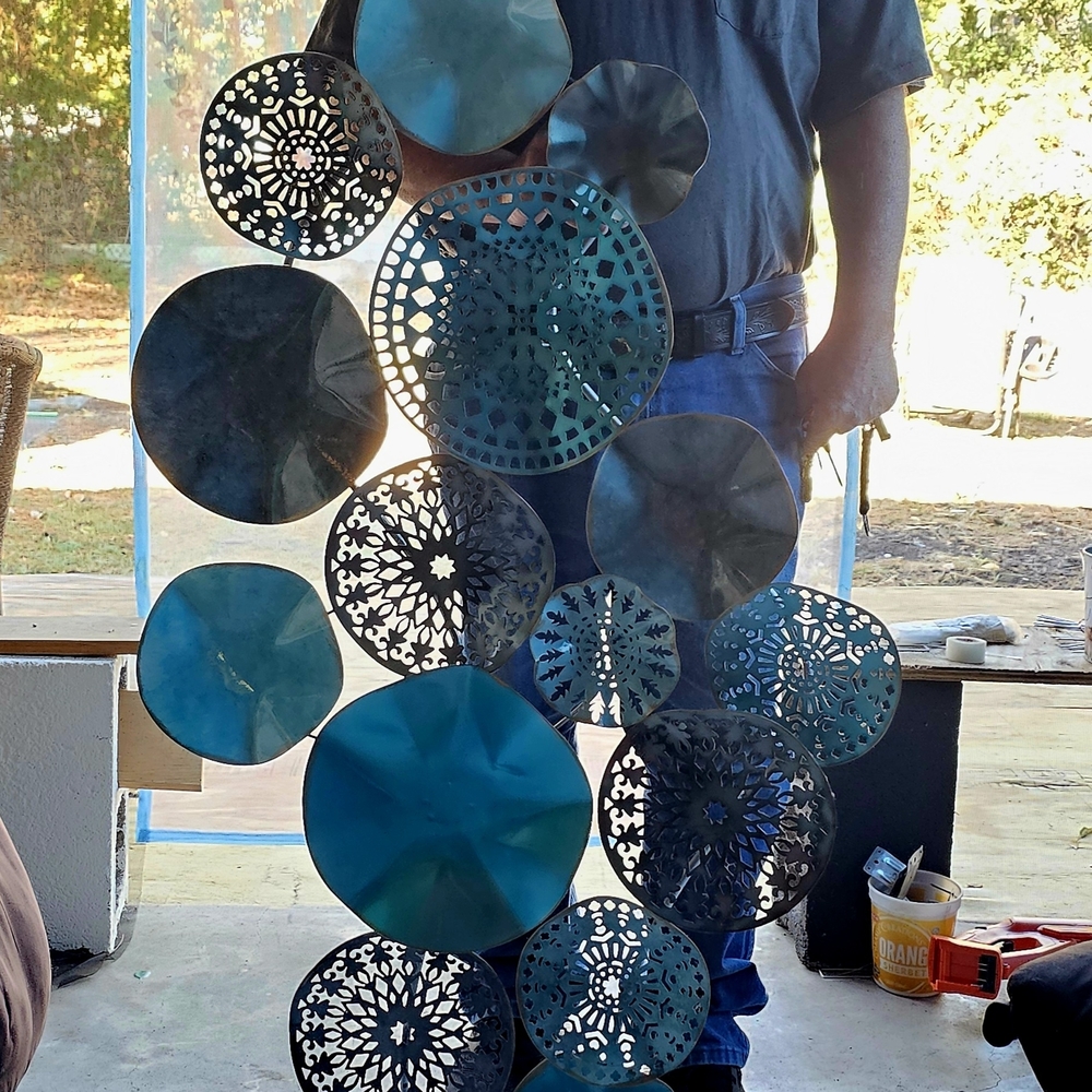 Blue and Black Metal Wall Art Decor